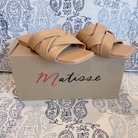 Natural Woven Slide Sandals Matisse Leather Pressure Size 7M Neutral Comfort - Picture 14 of 14